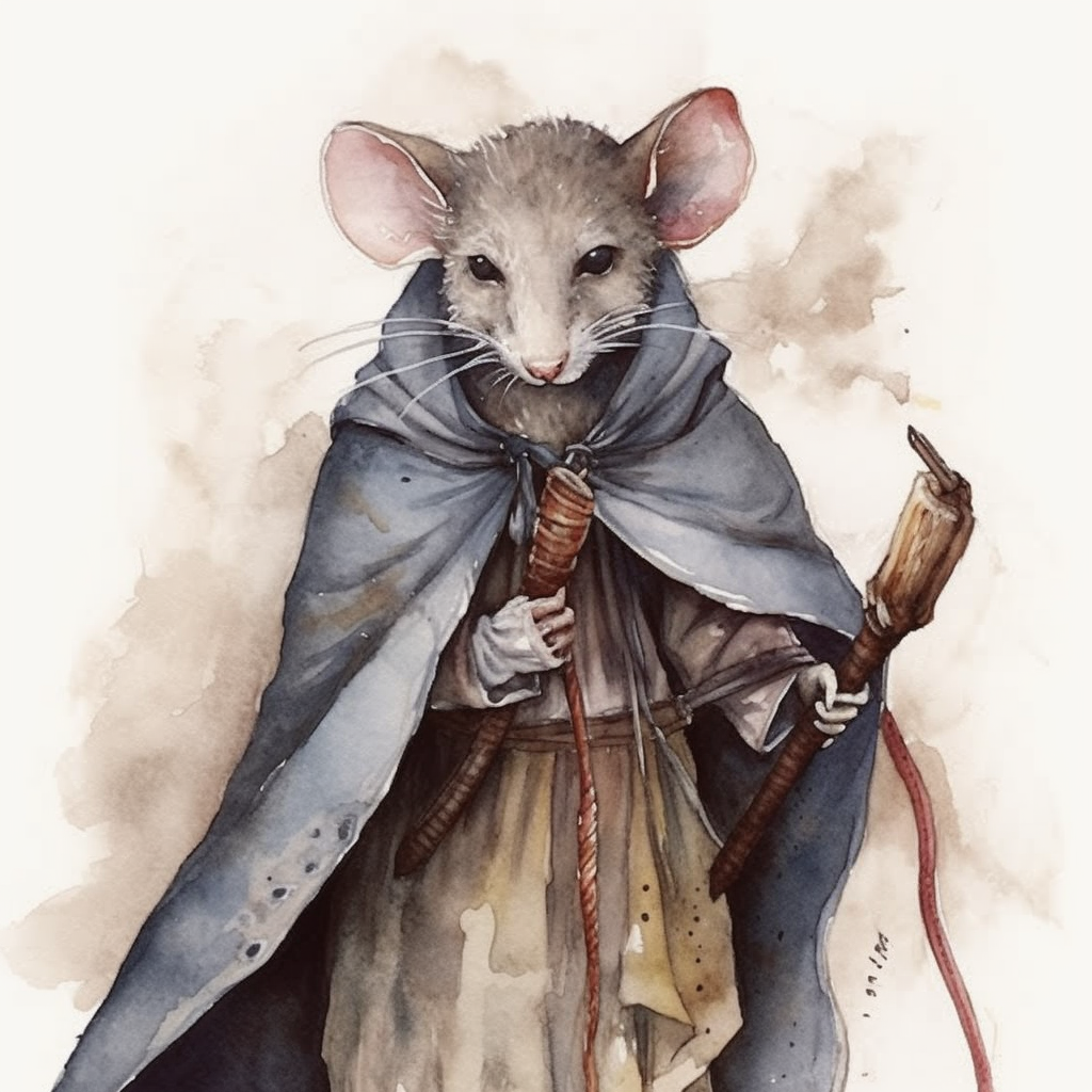 Dark fantasy female mouse ranger with dagger