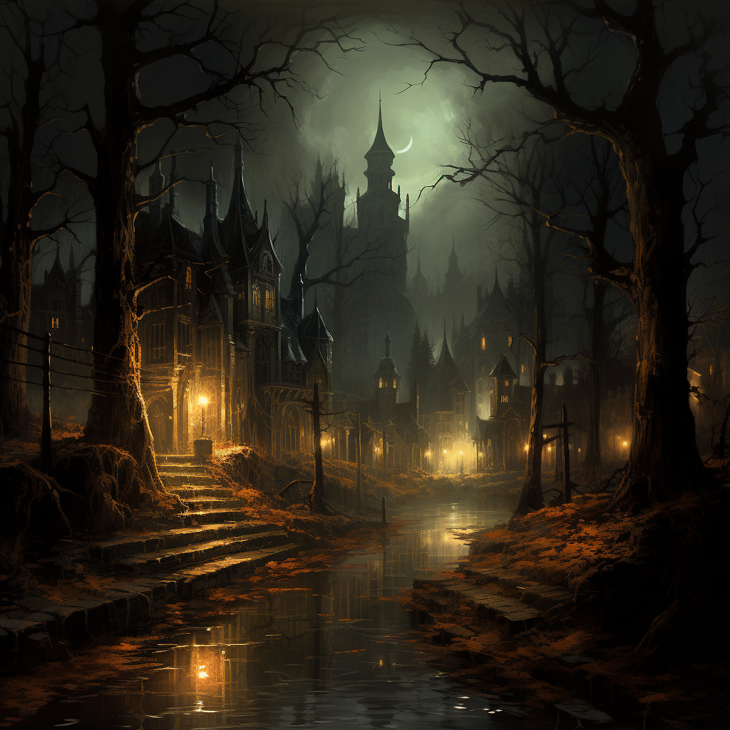 A mesmerizing dark fantasy night scene