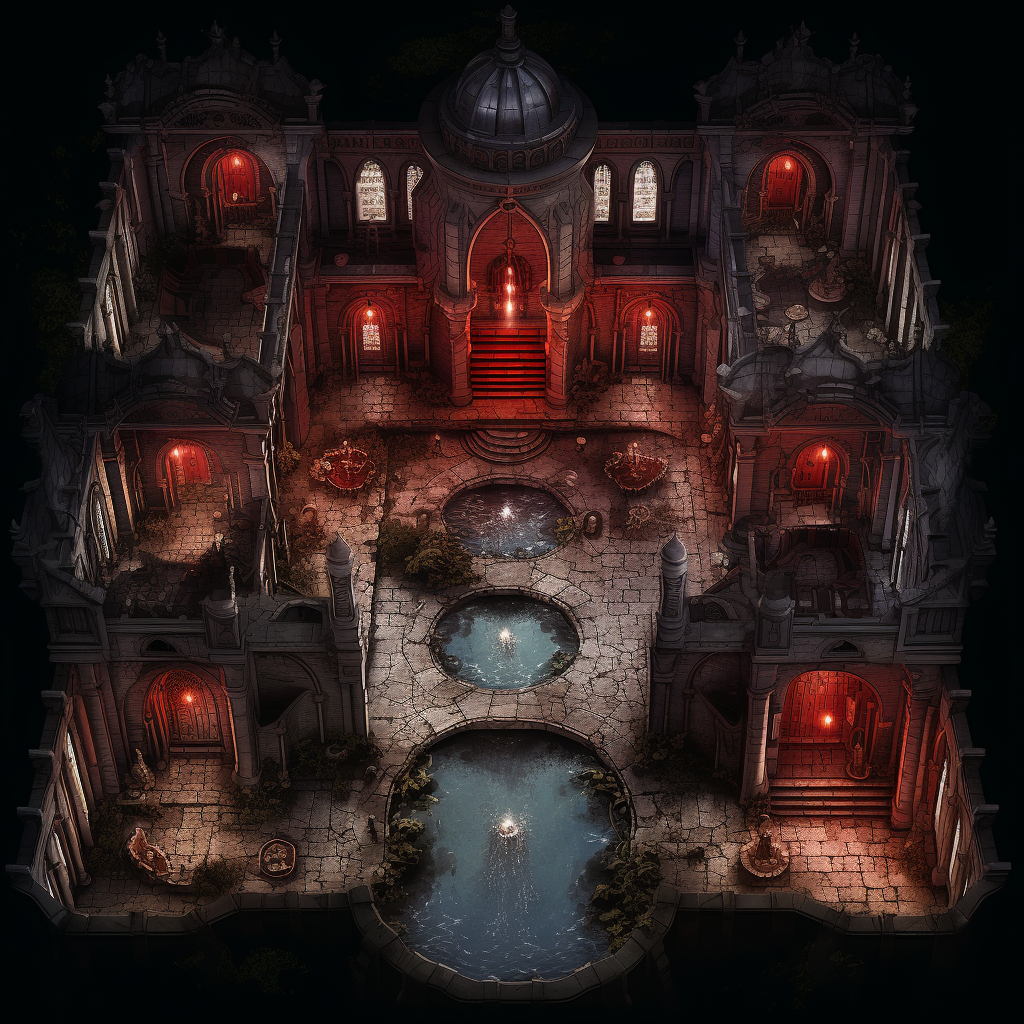 Dark fantasy ruin with gothic architecture