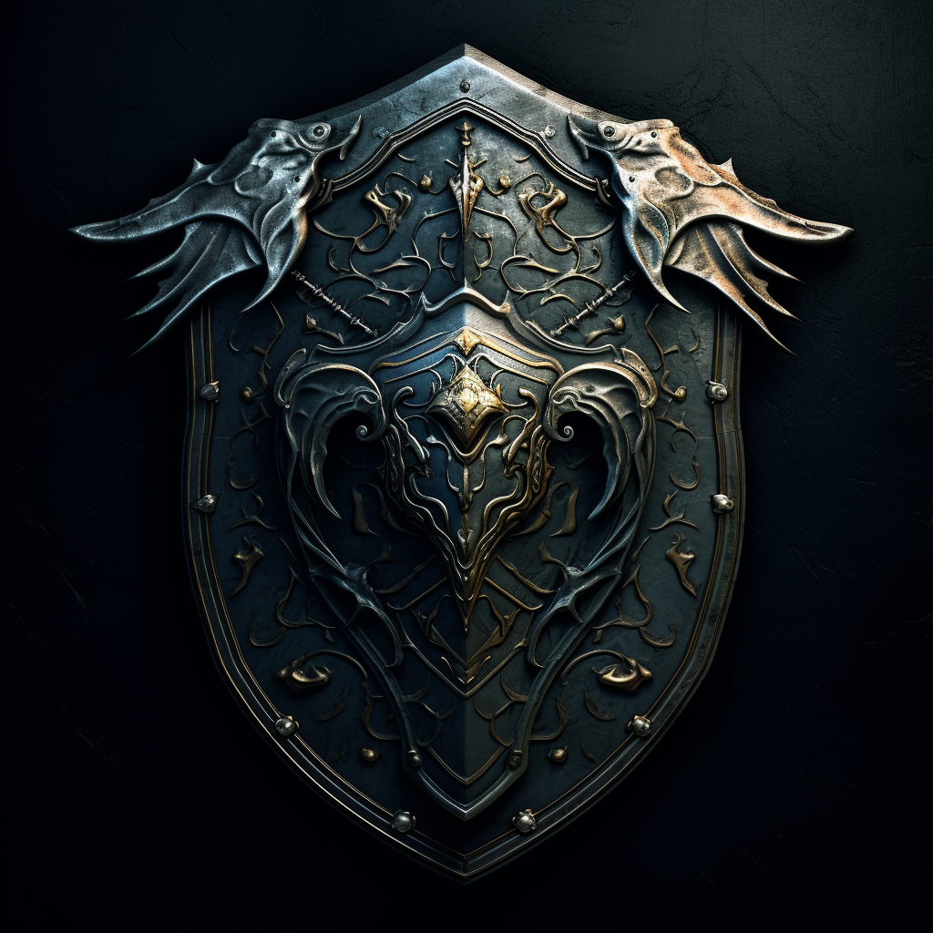 Stylish shield in dark fantasy  (6 words)