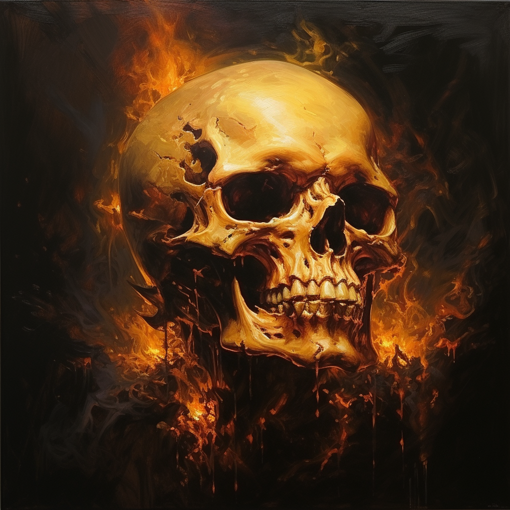 Eerie dark fantasy skull art