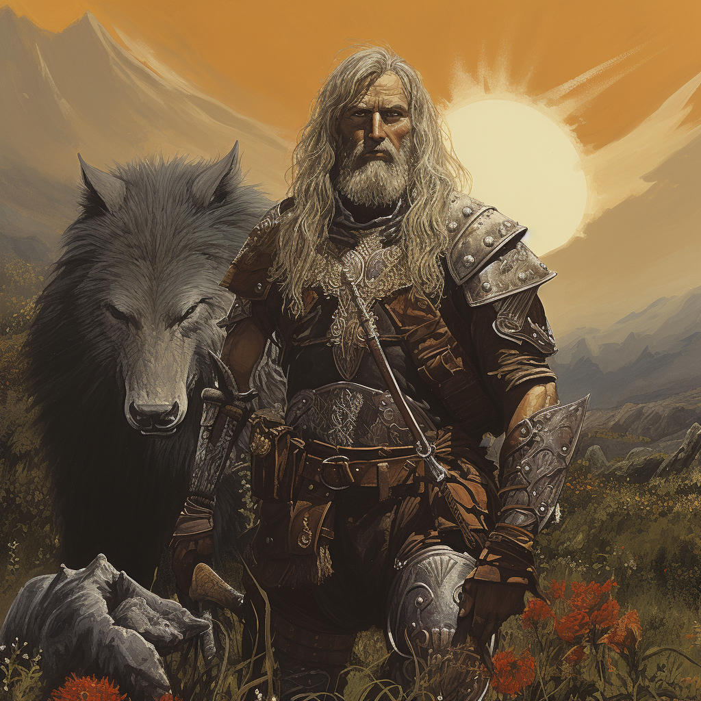 Warrior with Grey Hair in Dark Fantasy