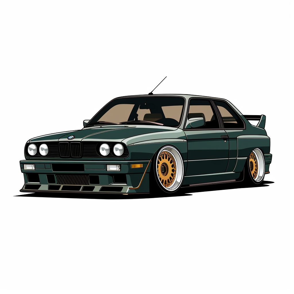 Dark Green BMW E30 M3 Cartoon