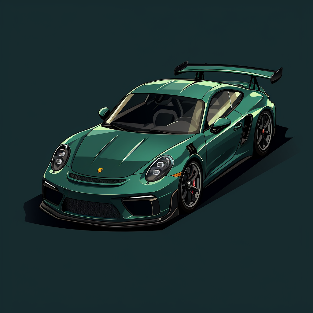 Satellite view of dark green Porsche GTR3