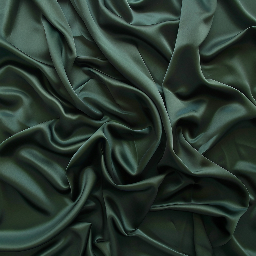 Smooth dark green silky fabric