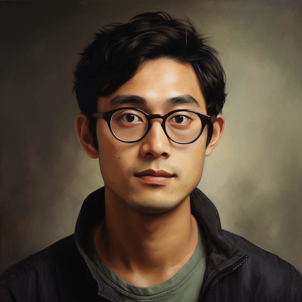 Stylish Asian man with glasses