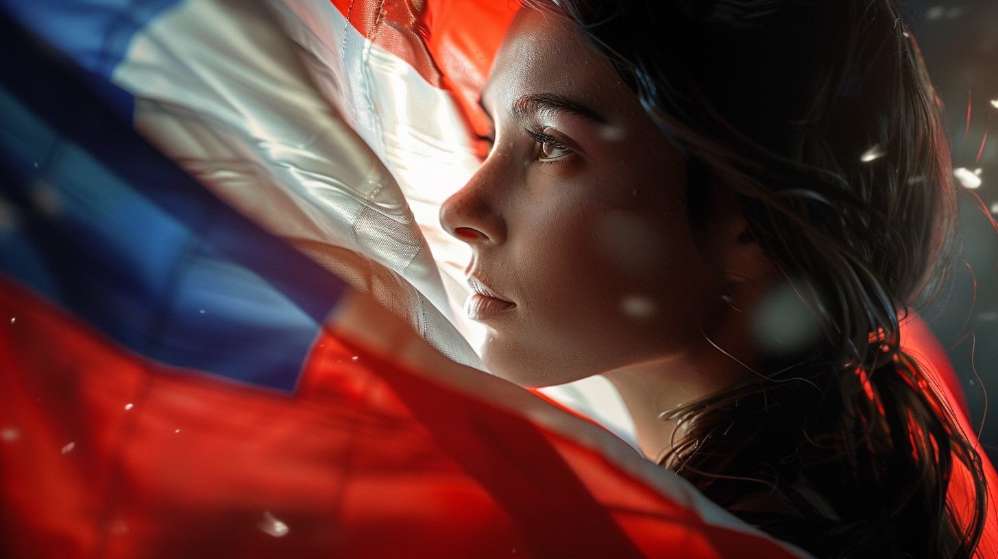 Woman Holding France Flag