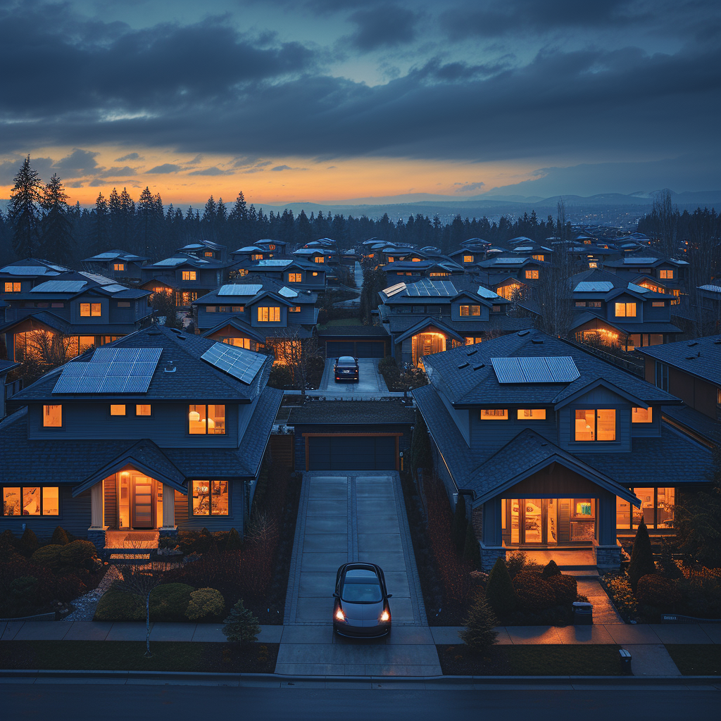 Dark House with Electric Vehicle