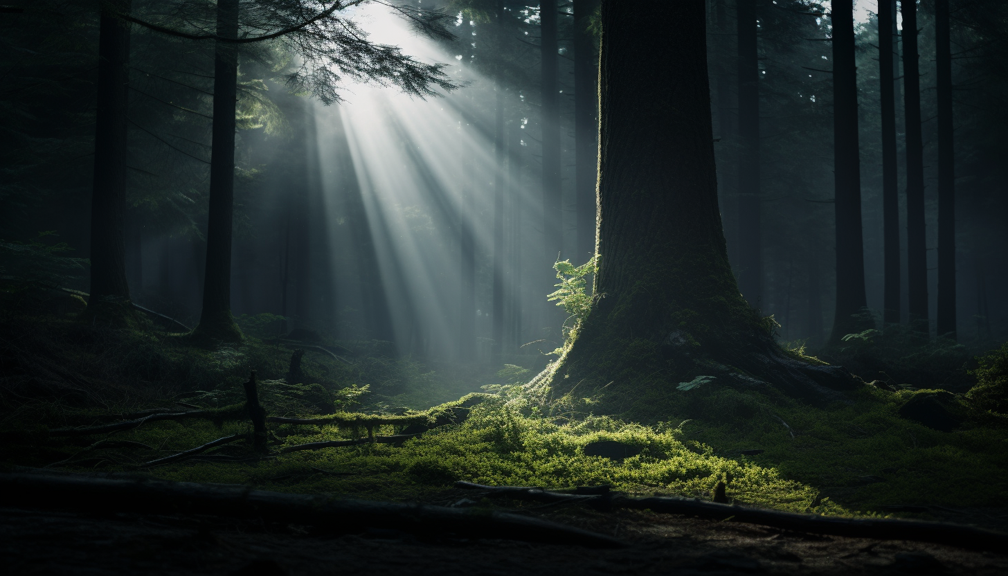 Majestic fallen tree covered in moss