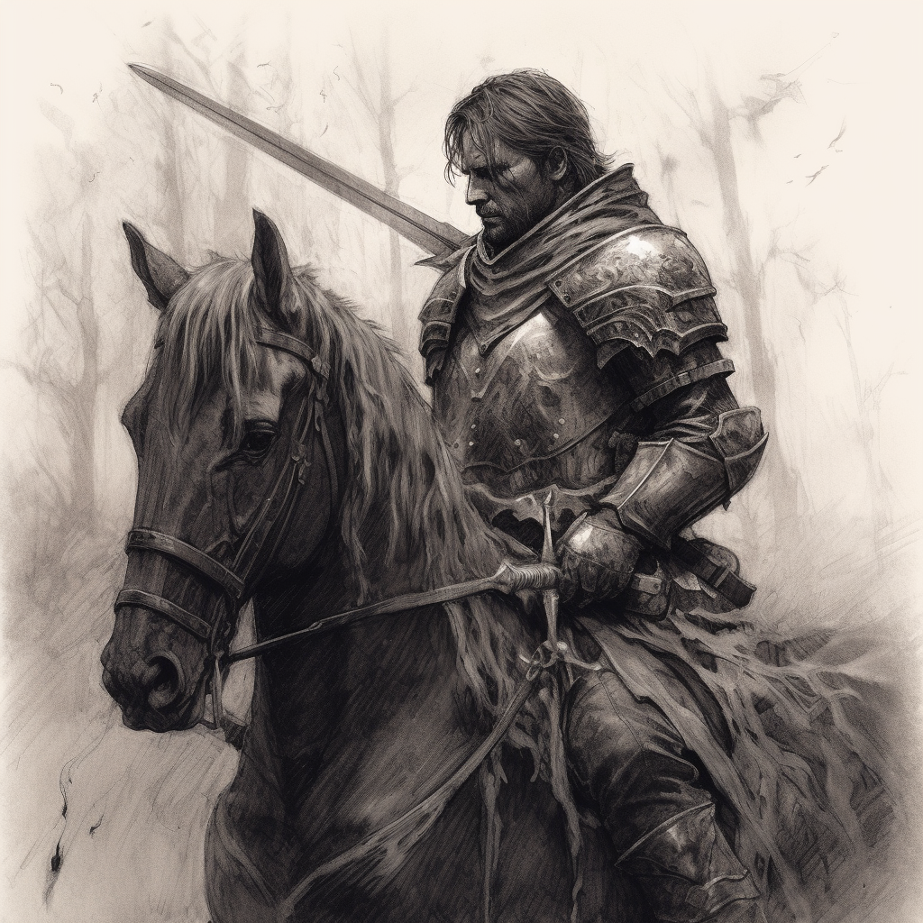 Dark Knight on Horse with Sword