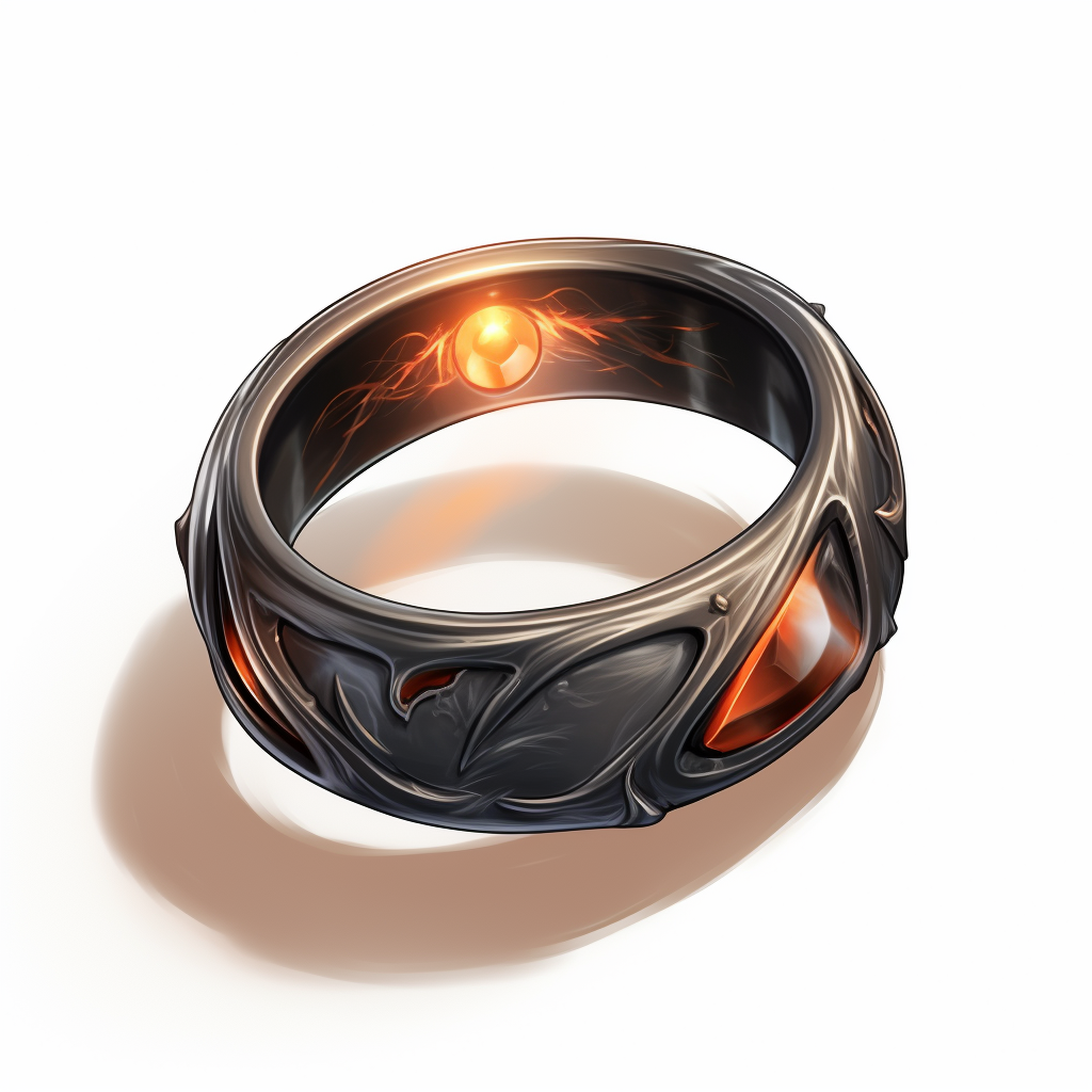 Dark metal ring band with fire stone