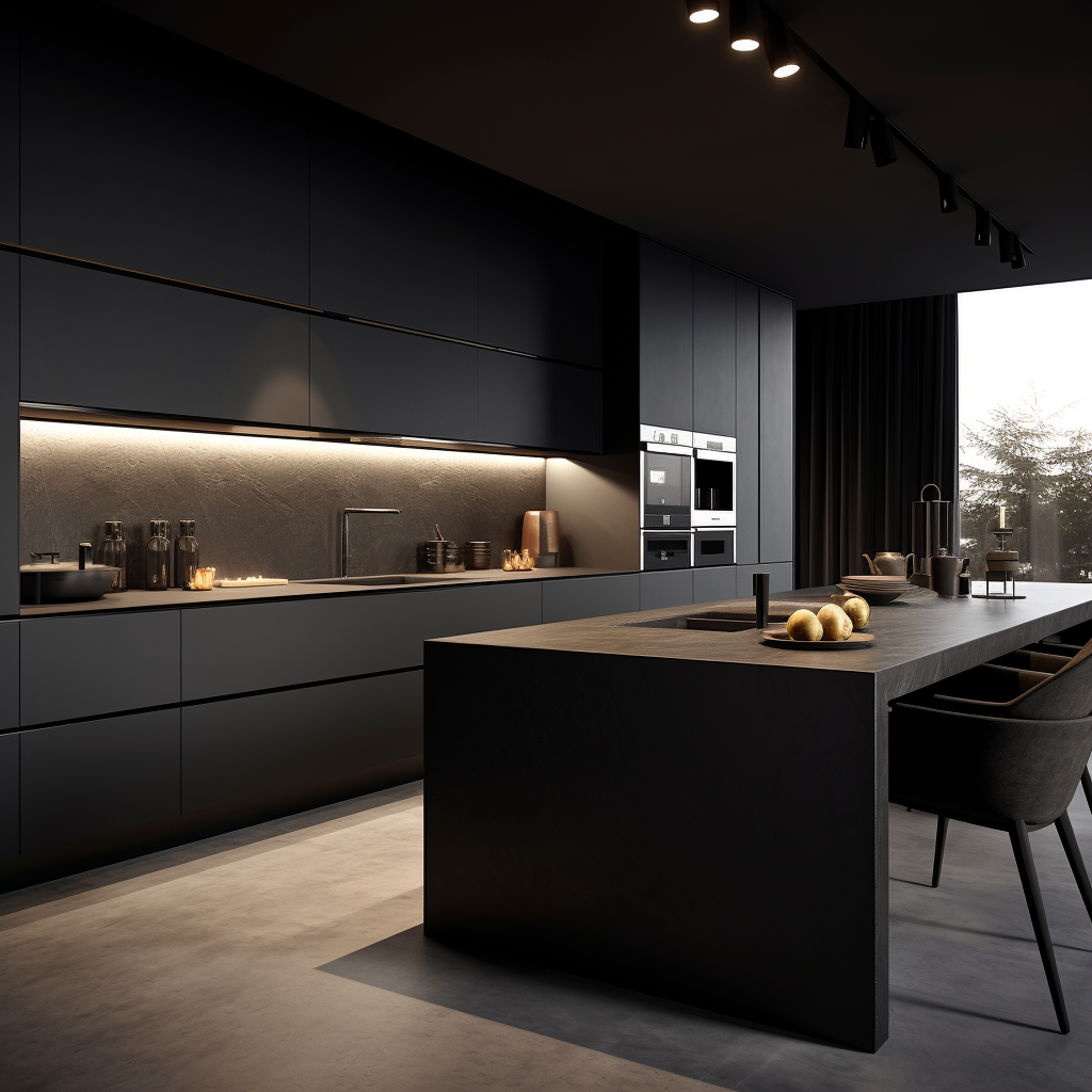 Dark minimalist modern kitchen