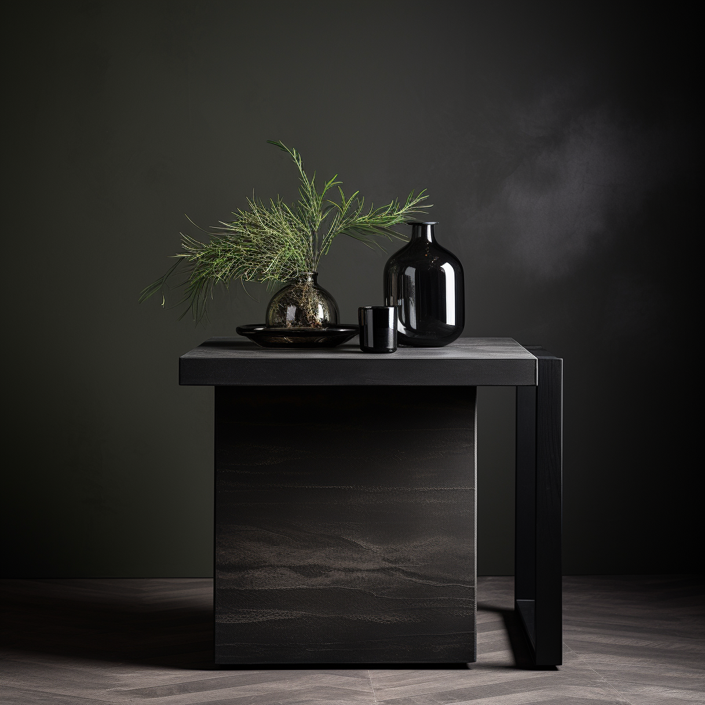 Close-up of Dark Modern Side Table