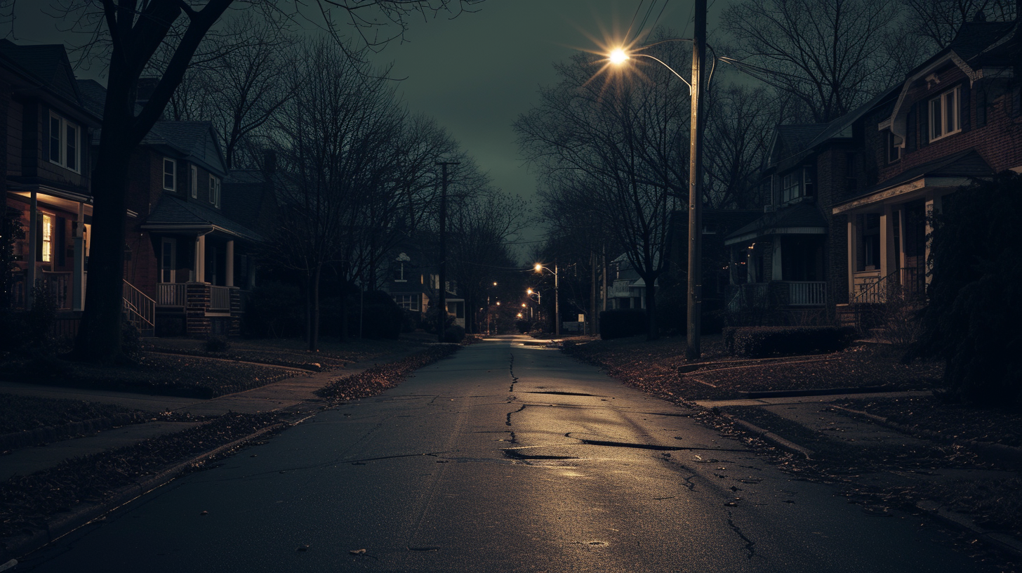 Spooky Street in Dark Night