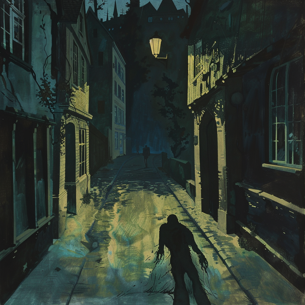 Dark street shadow illustration person