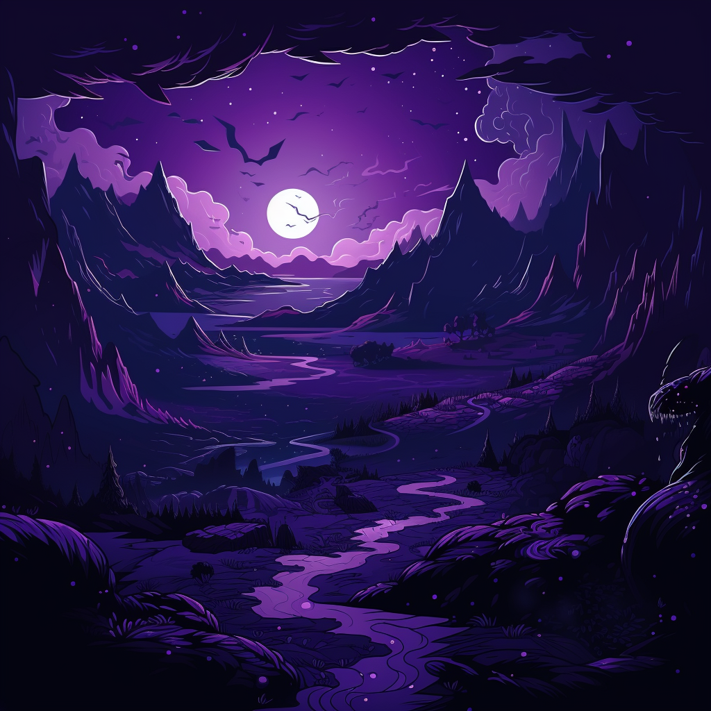 Dark Purple Alien Landscape Artwork 4K