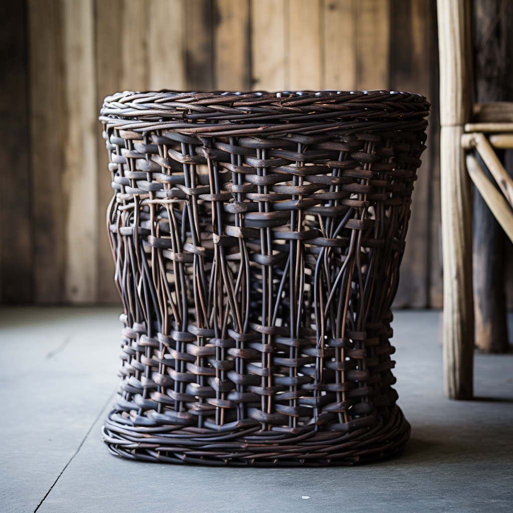 Dark Rattan Laundry Basket Storage Solution