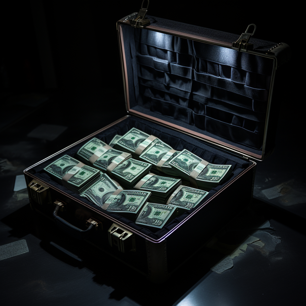 A briefcase filled with 50k dollars