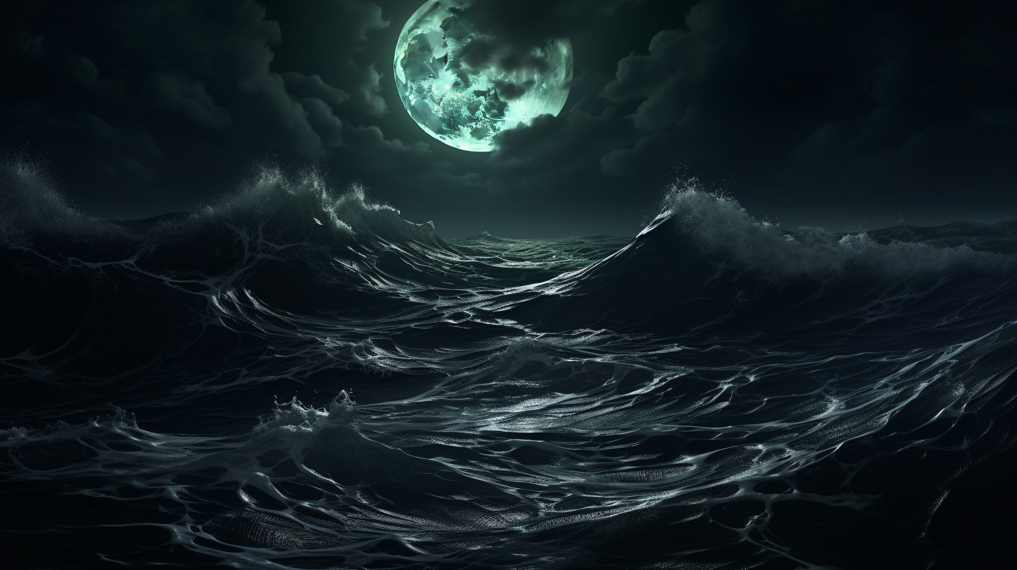 Dark sea with massive waves