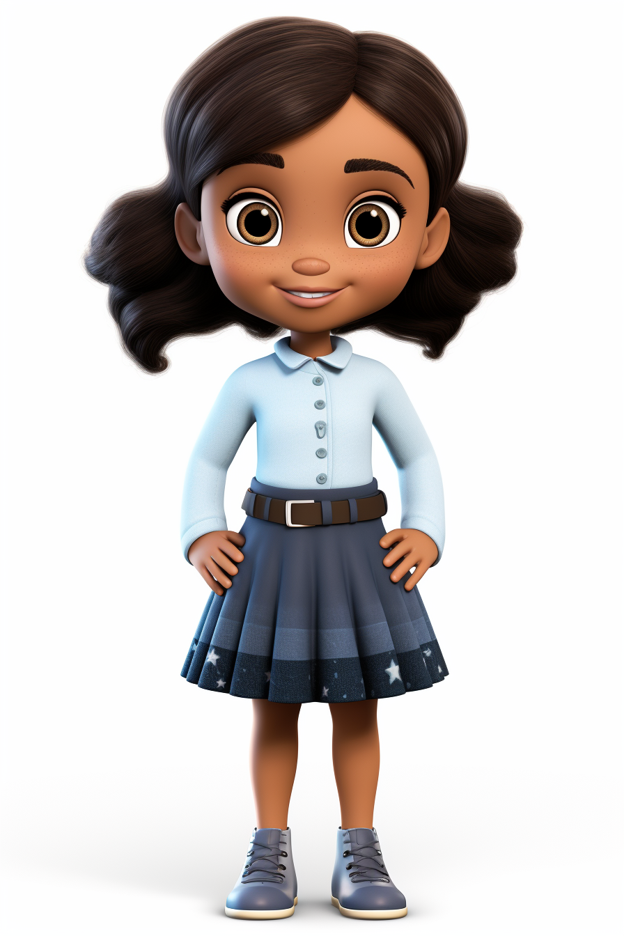 Dark Skin Mexican Child Girl Cartoon