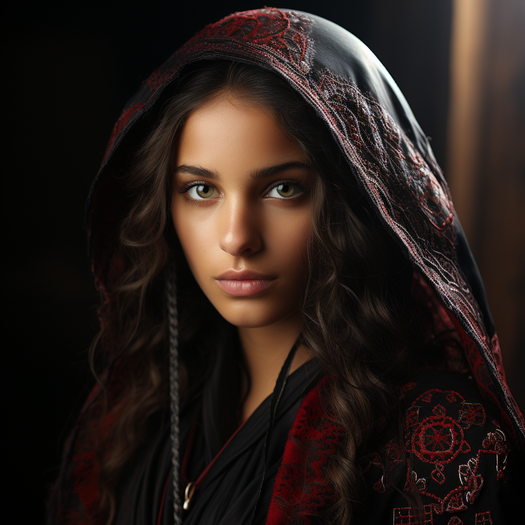 Young Palestinian girl in traditional dress