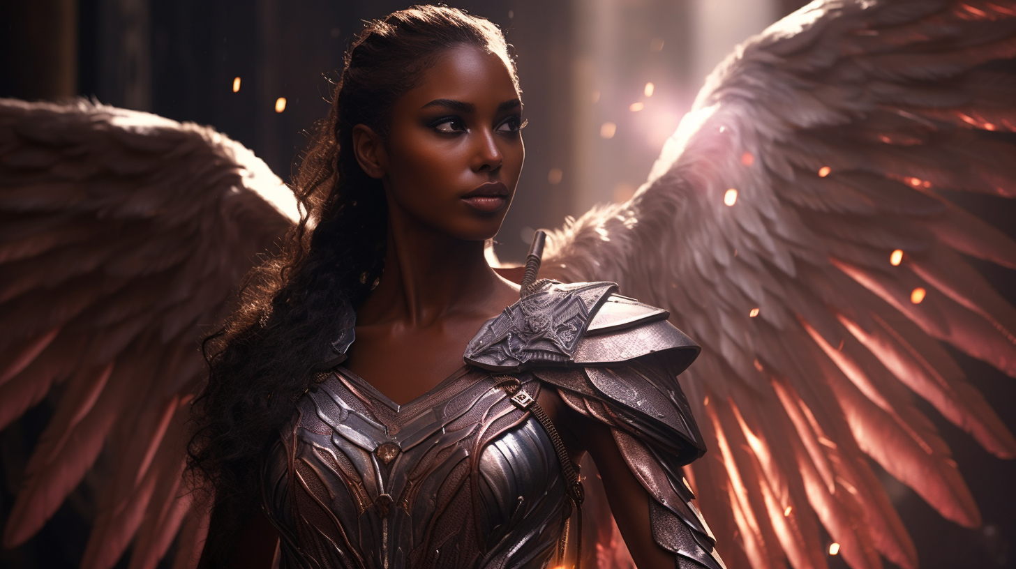 Dark-Skinned Fairy Cleric with Wings