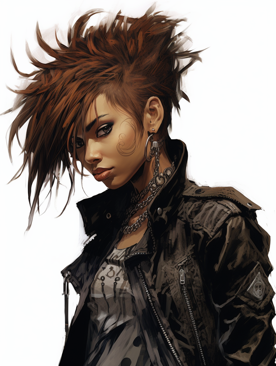 Stylish Dark-skinned Punkgirl with Crazy Hairstyle