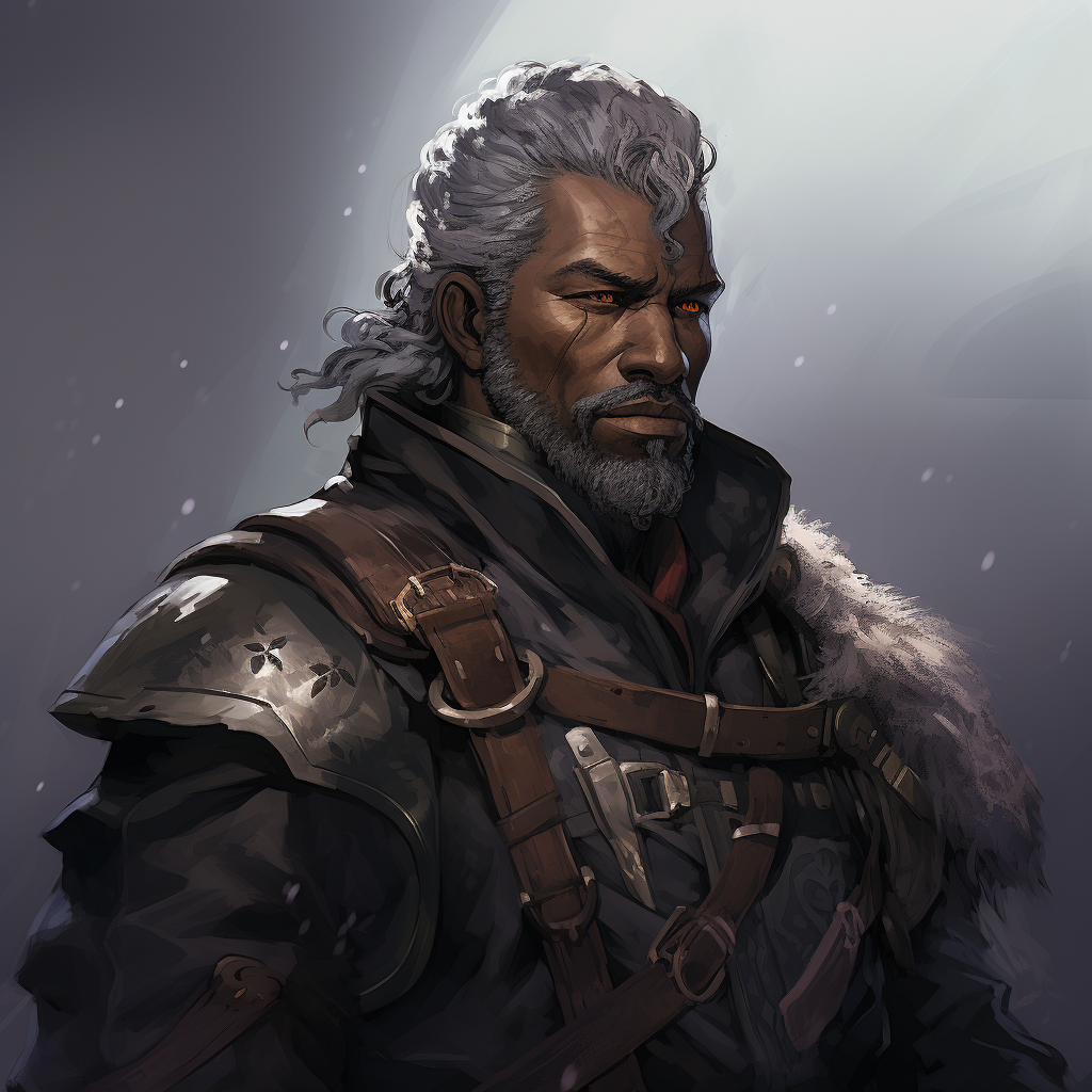 Dark-skinned mercenary with face scars