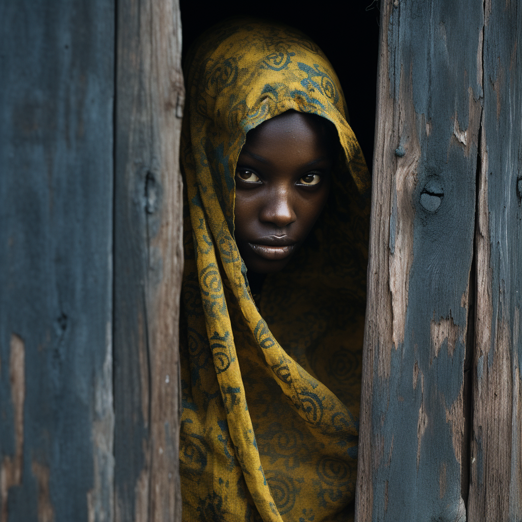 Woman hiding behind house in Sweden South