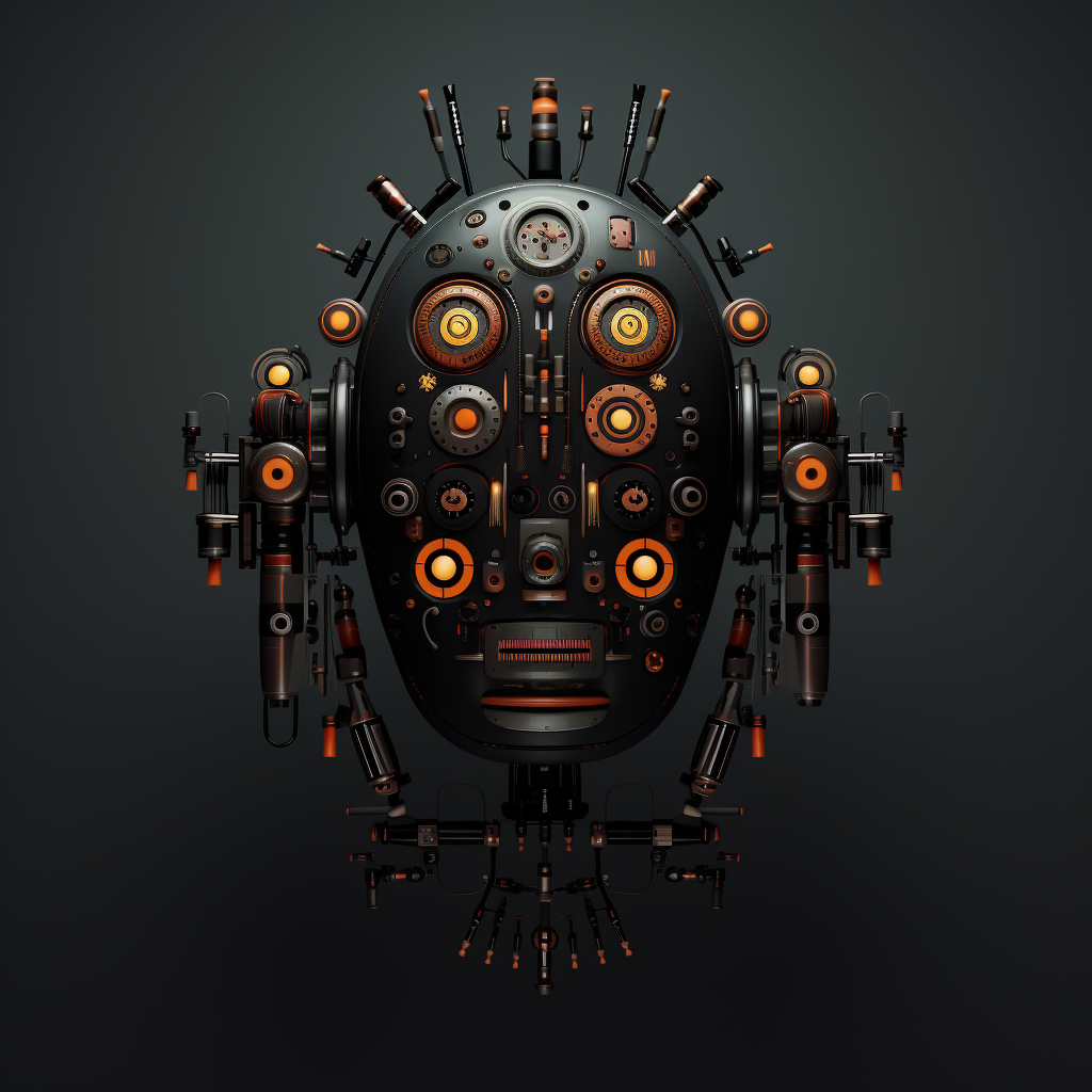 Stylized robot made of zeros and ones