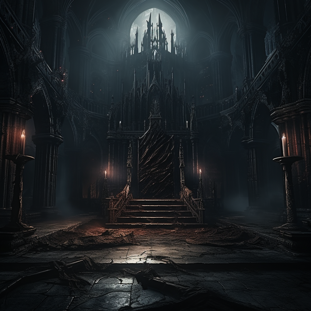 Creepy and Ancient Dark Throne Room