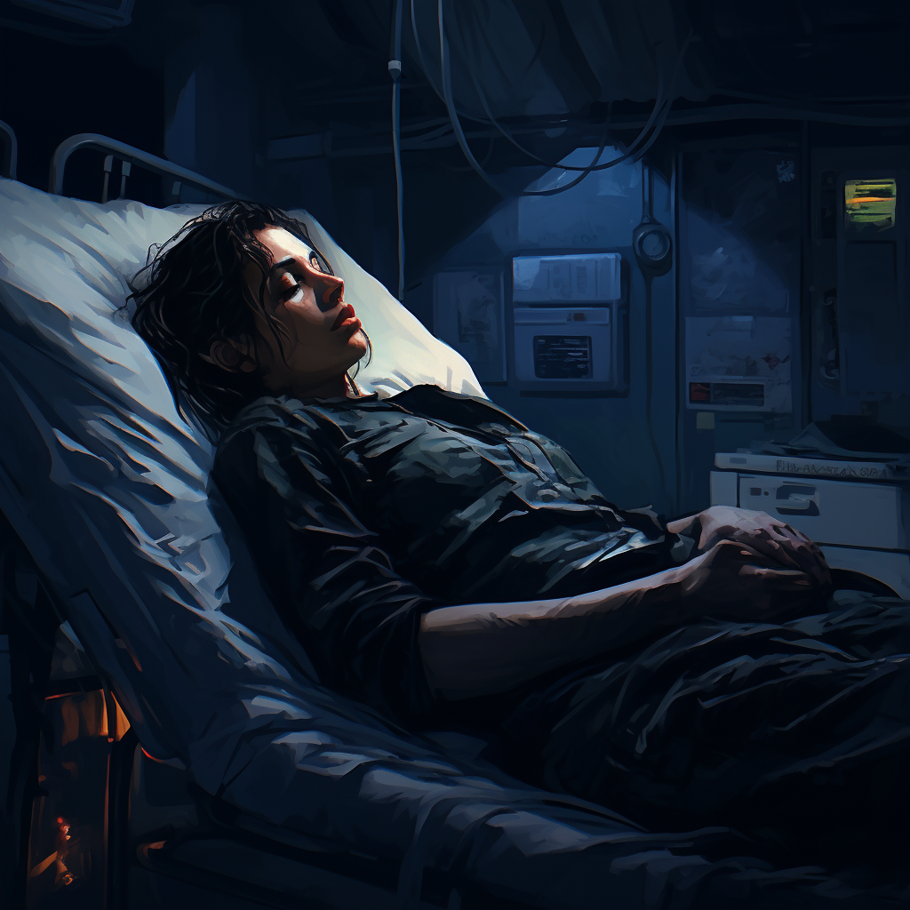 Person in Hospital Bed with Cyberpunk Vibe