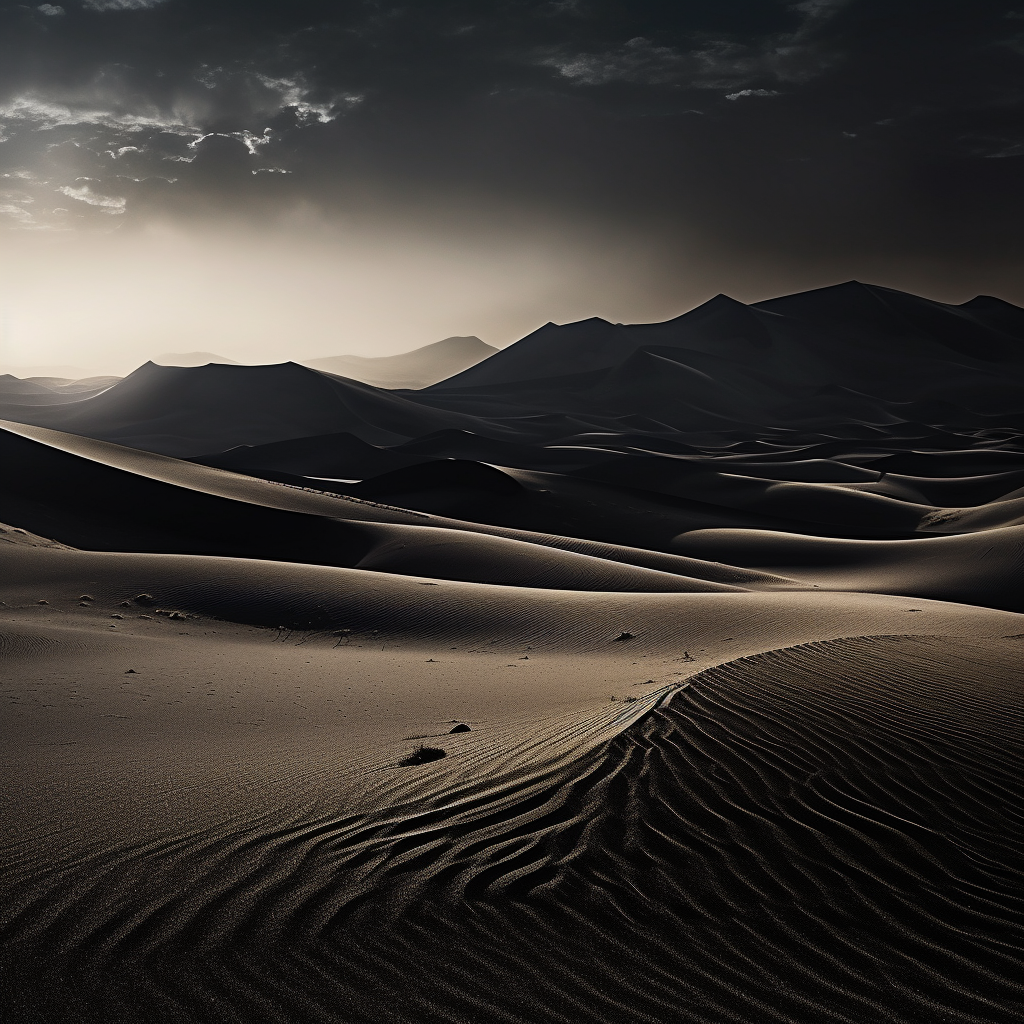 Awe-inspiring black sand desert landscape