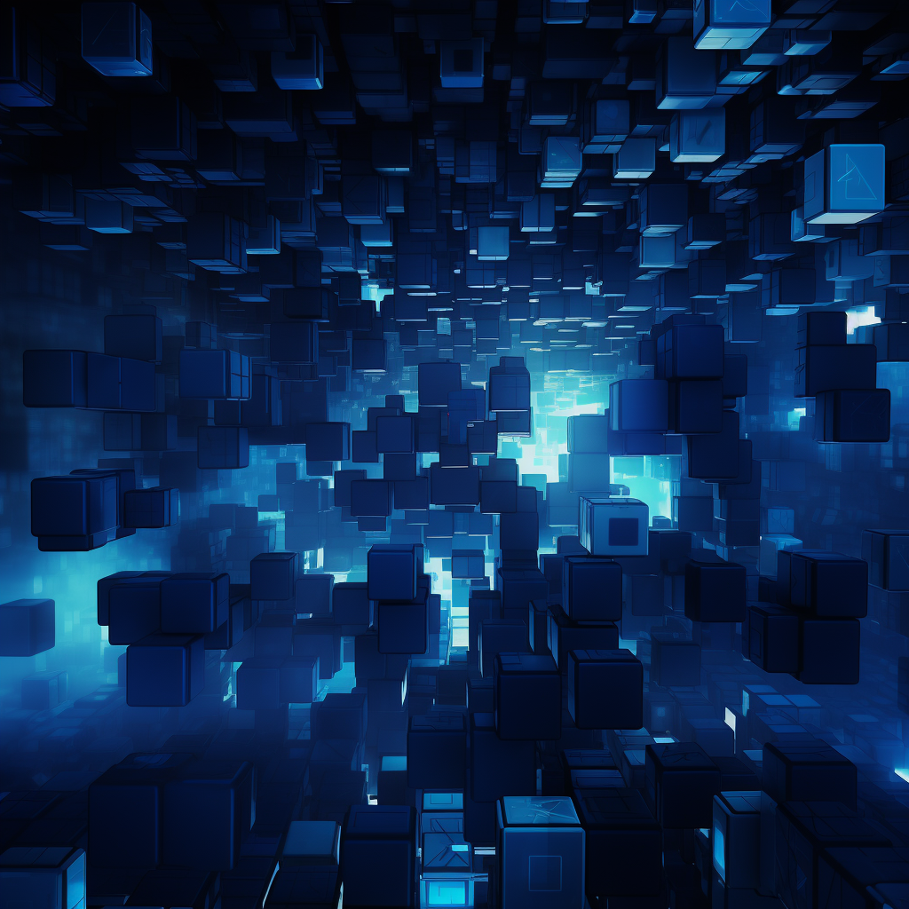 Dark blue blocks in space