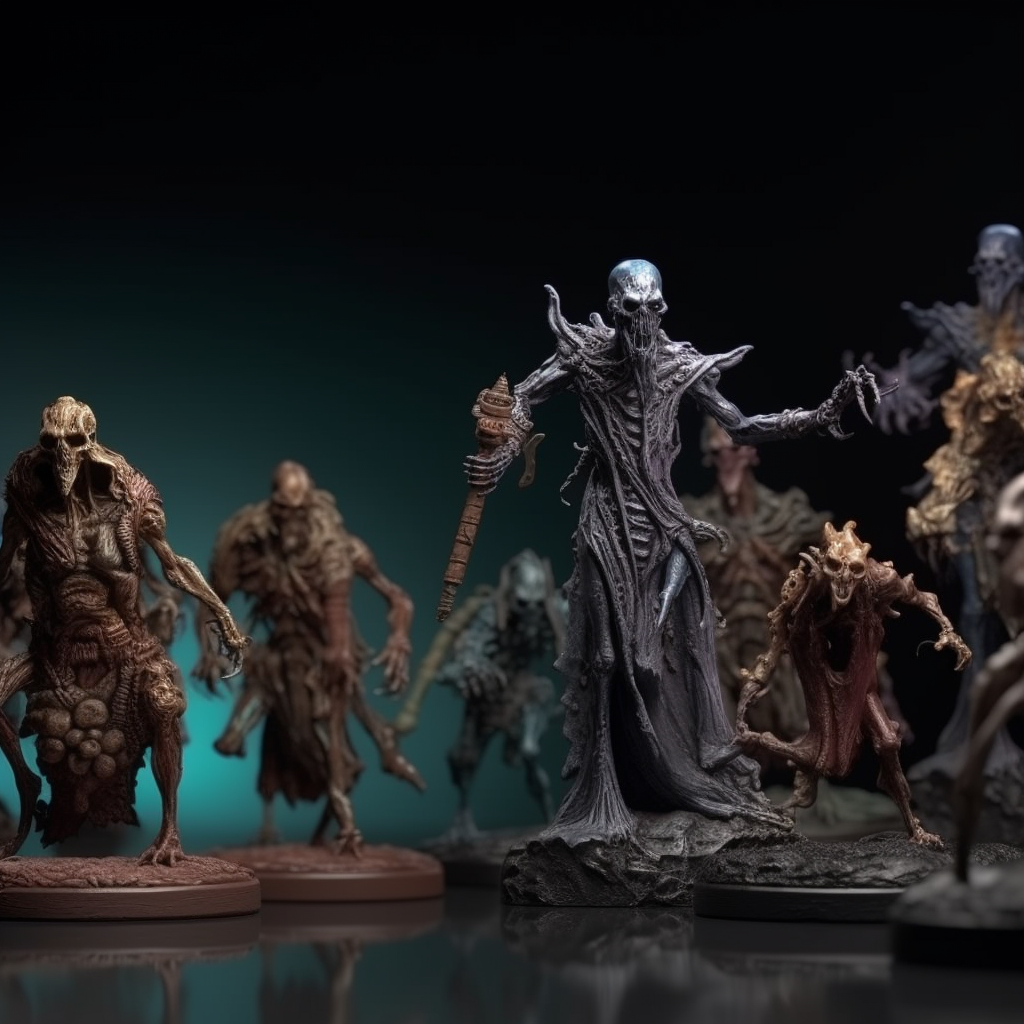 Realistic 3D render of dark fantasy undead creatures
