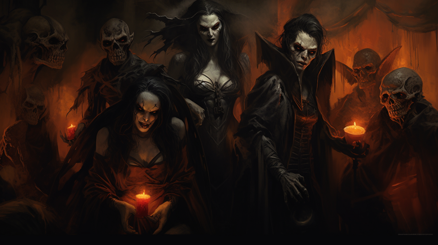 Dark Halloween with Demons and Vampires