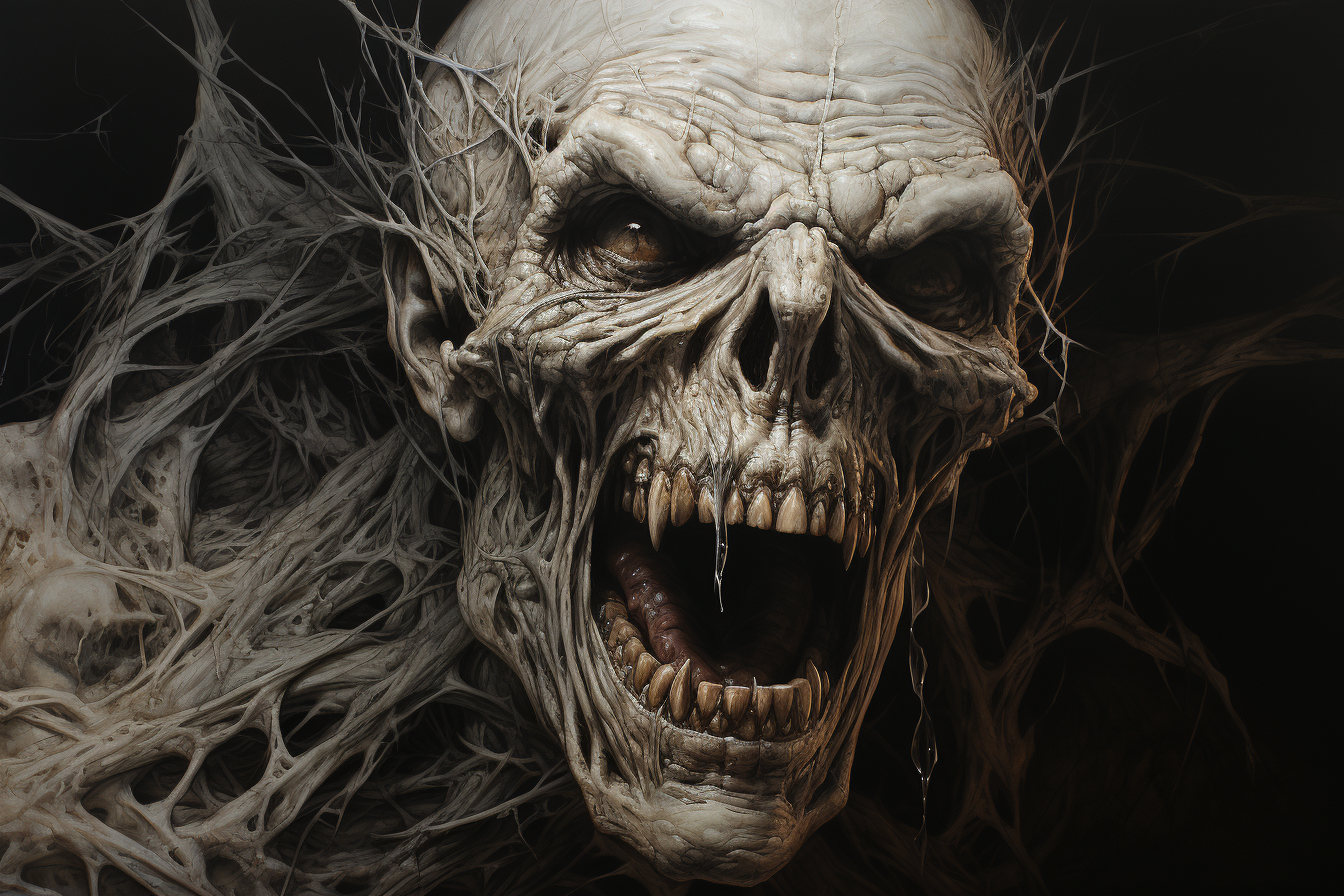 Detailed dark horror art in charcoal