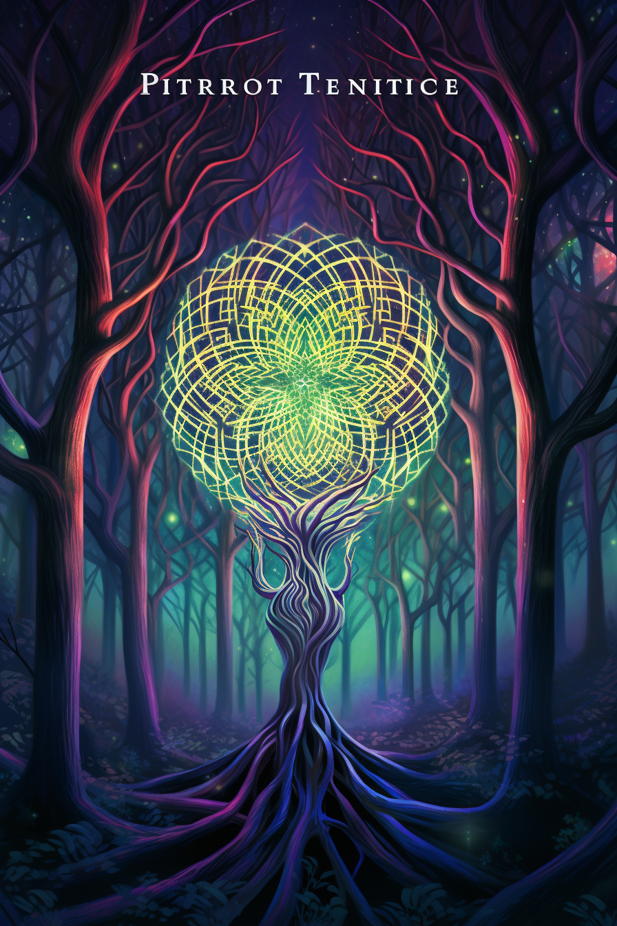 Geometric Dark Psychedelic Forest Artwork