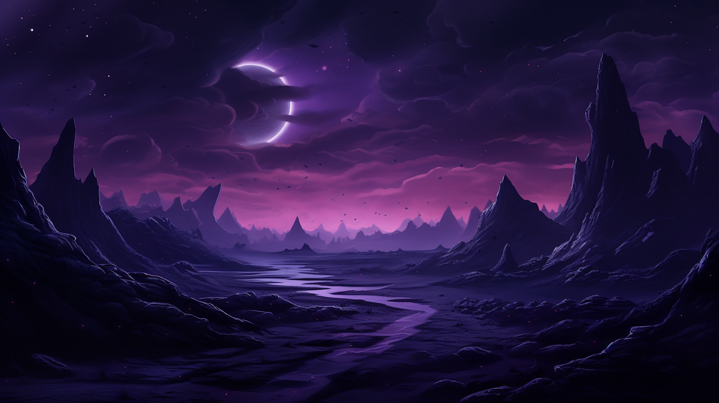 Dark purple alien landscape art