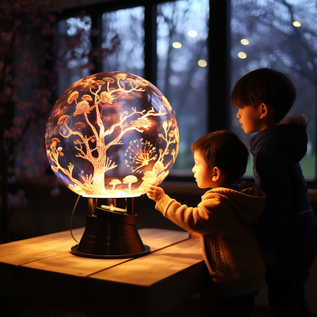 Kids enjoying kaleidoscope lens toy