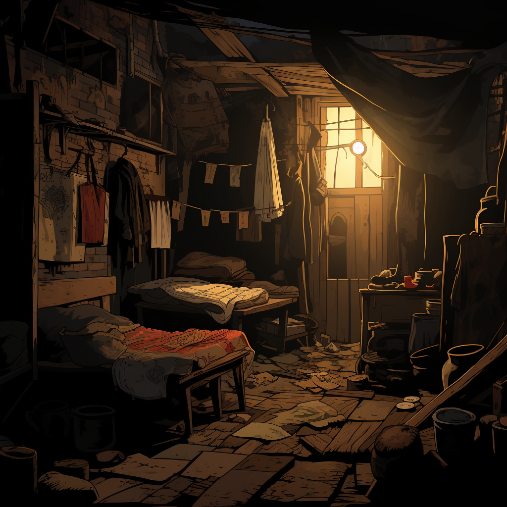 Vintage Dark Shady Room in Slums