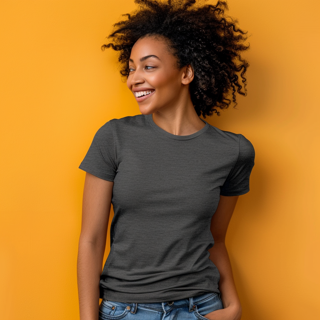 Dark Skin Woman in Grey Tshirt