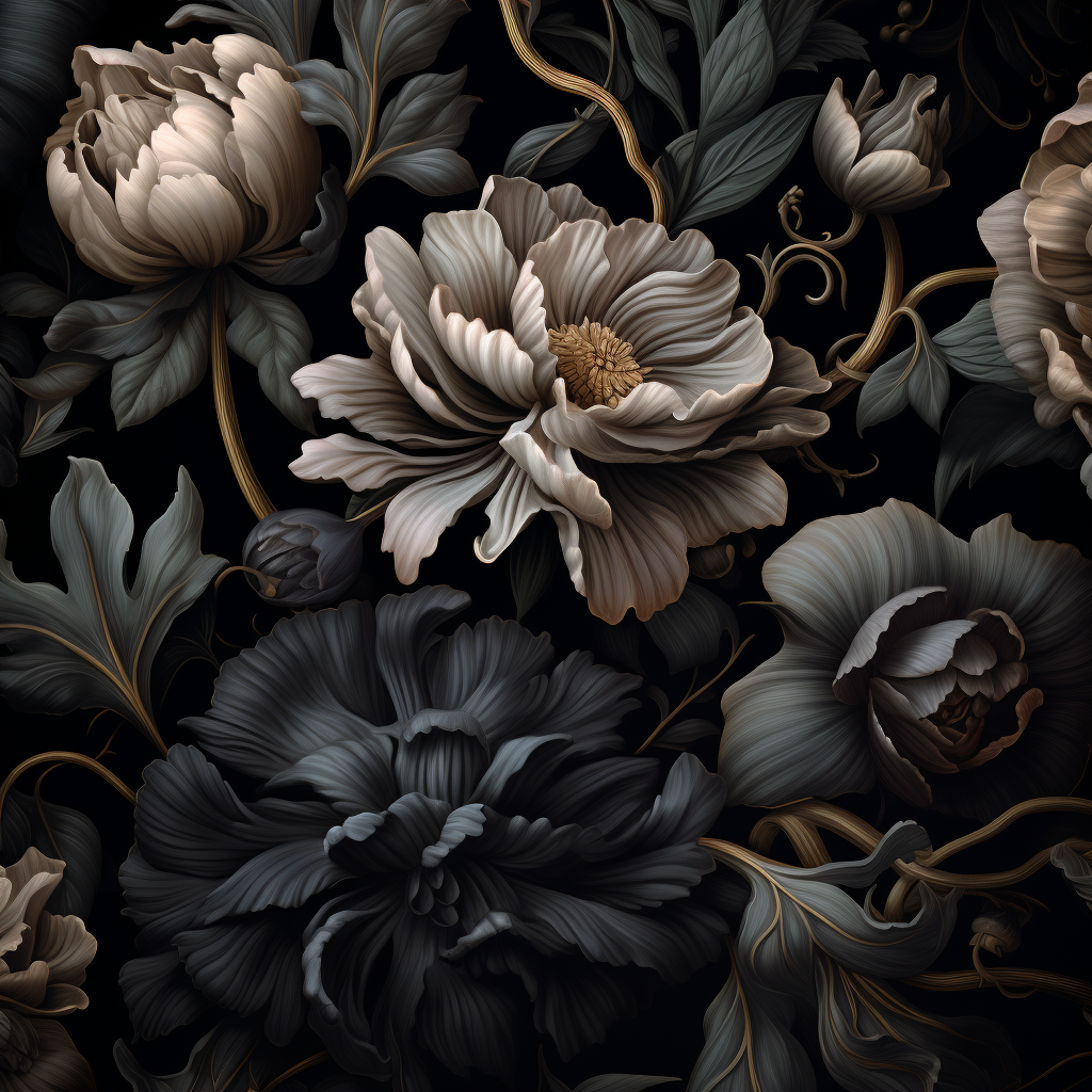 Detailed Black Floral Pattern