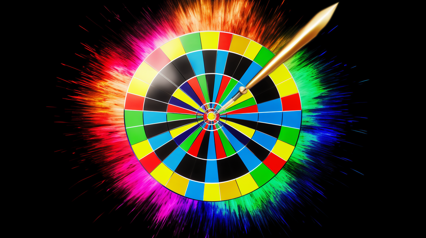 Dart hitting bullseye with brand-colored tail