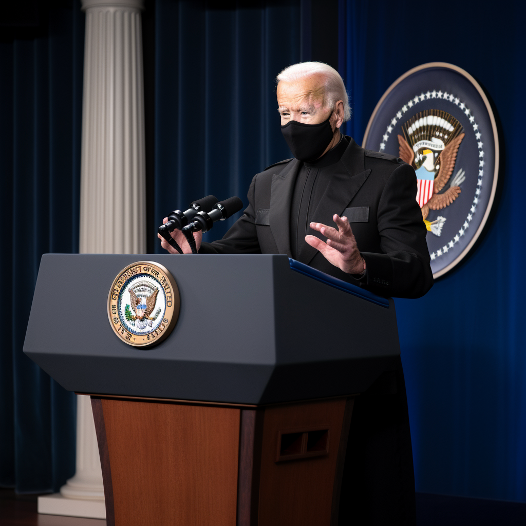 Darth Biden addressing the press conference