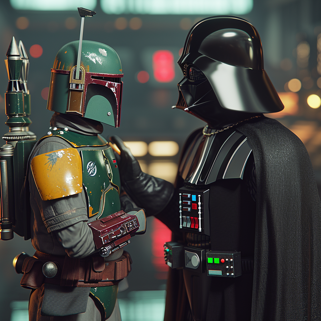 Darth Vader Galactic Police Confer Officer Boba Fett