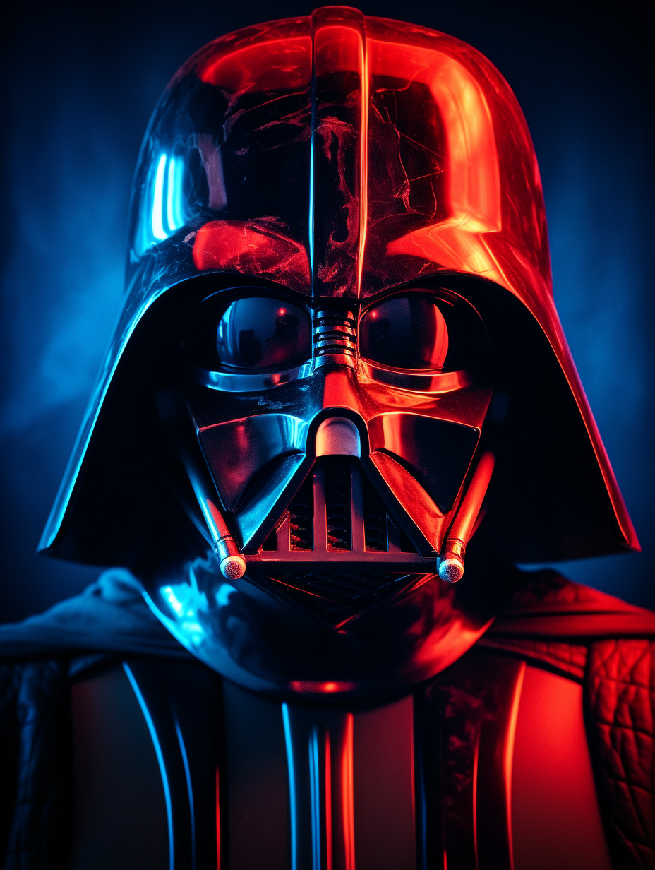 Darth Vader projected with red light