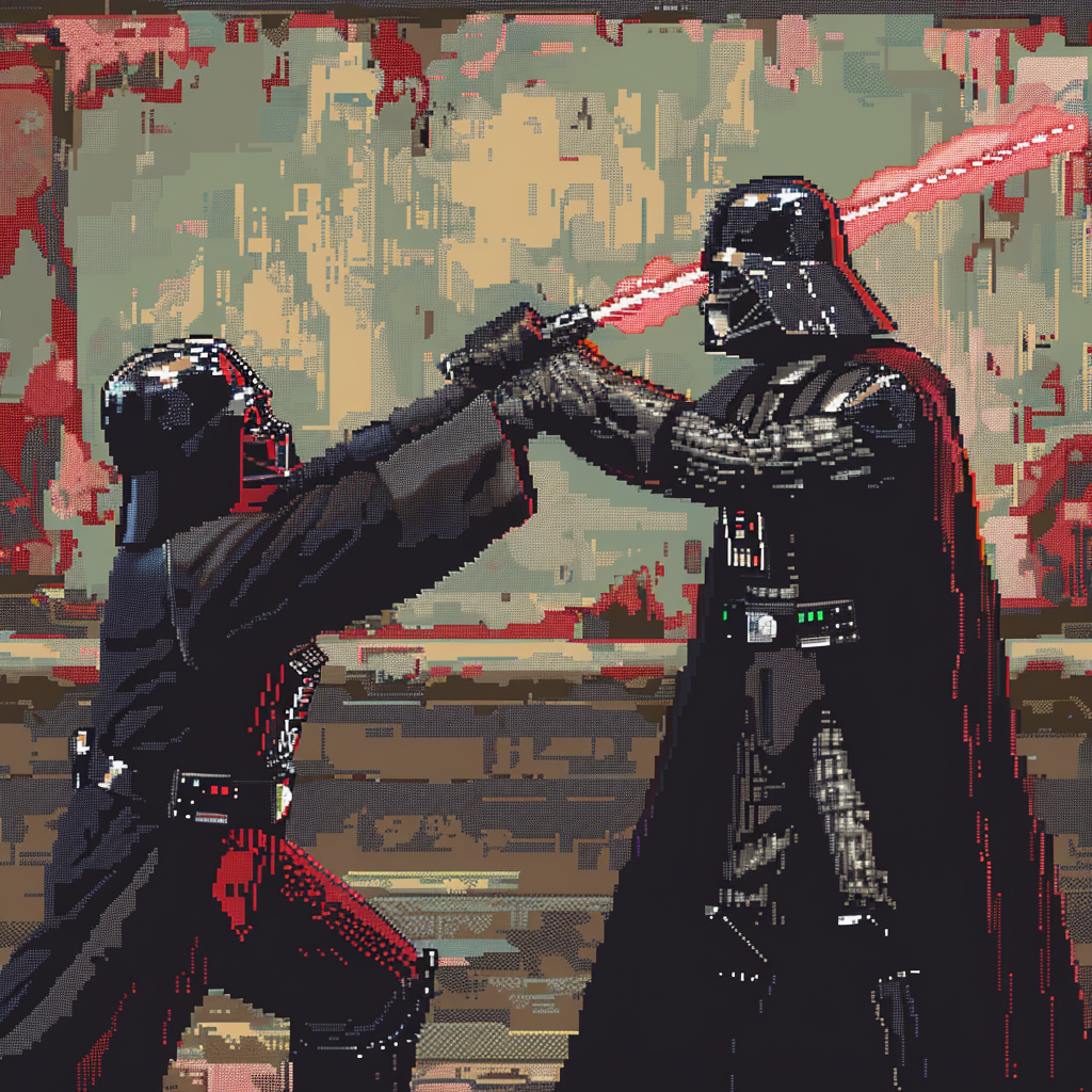 Pixelated Darth Vader Punching Rasputin