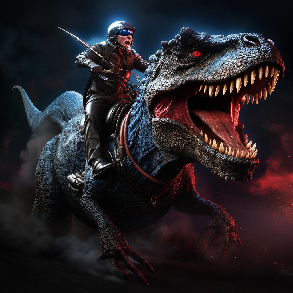 Darth Vader riding T-Rex in Hyper Realistic Image