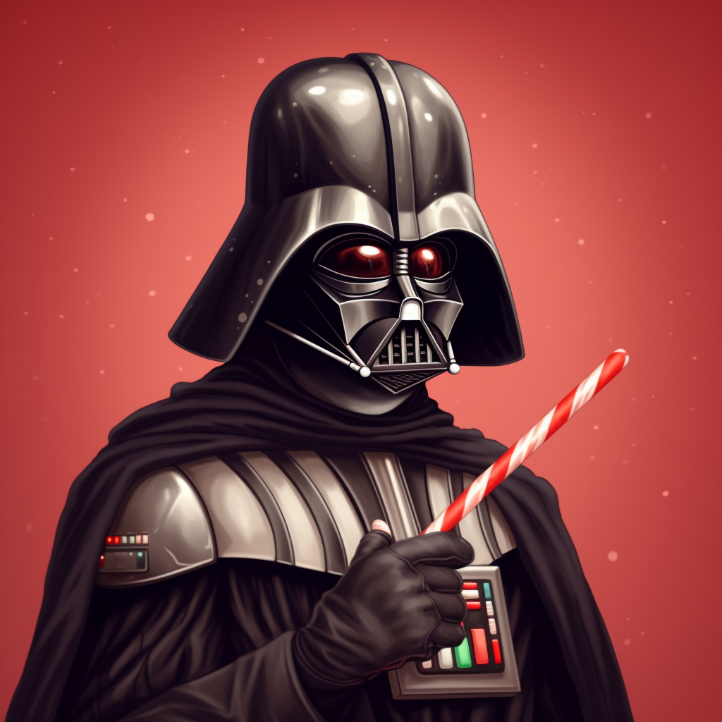 Darth Vader with Santa Hat and Candy Cane